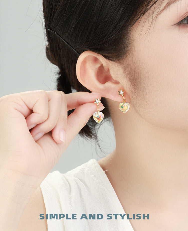 Wholesale Crystal Imitation Series Love Pentagram Cold Wind Exquisite Fashion Sweet and High End Earrings