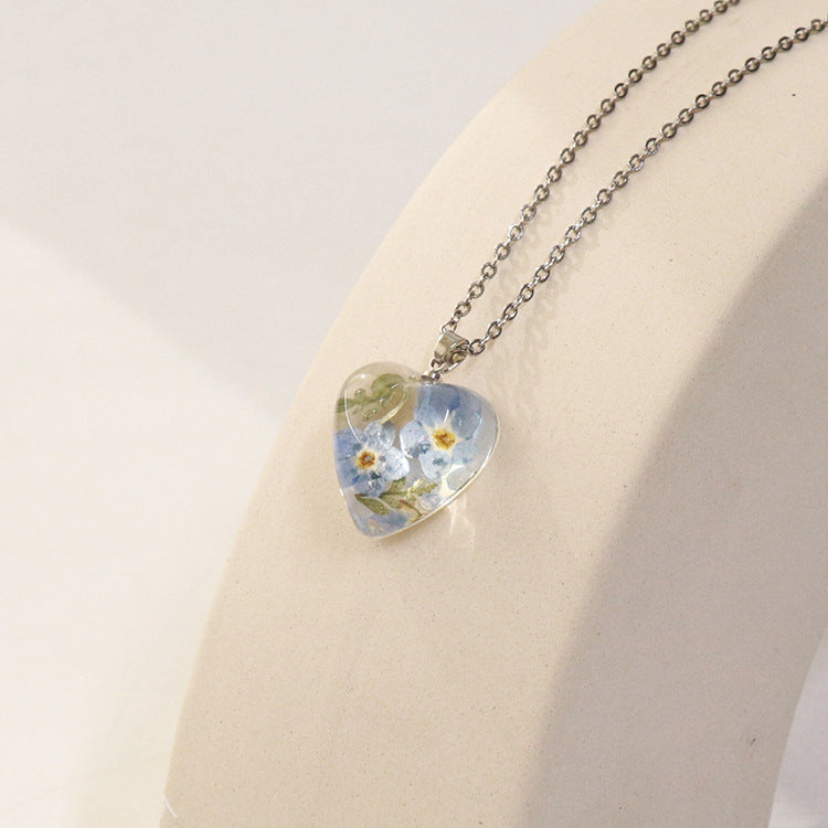 Wholesale 6pcs Monthly Everlasting Flower Resin Epoxy Love Pendant Necklace