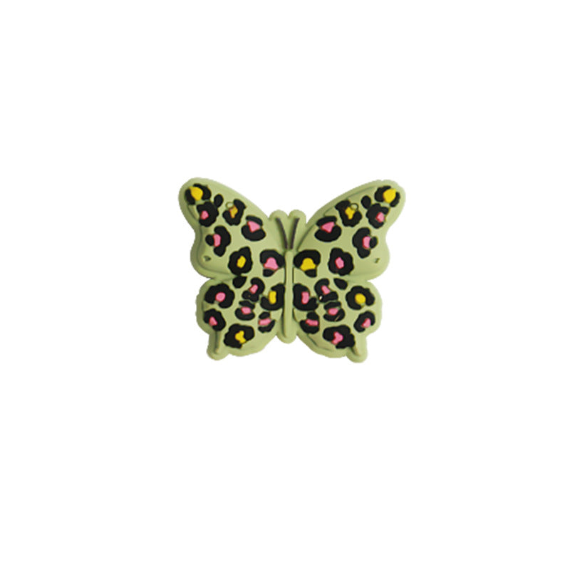 Wholesale 10pcs Creative Leopard Butterfly Silicone Loose Beads