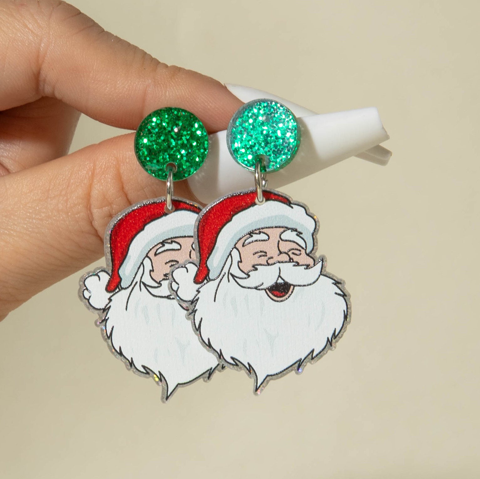Wholesale  Santa Claus glitter Acrylic Earrings