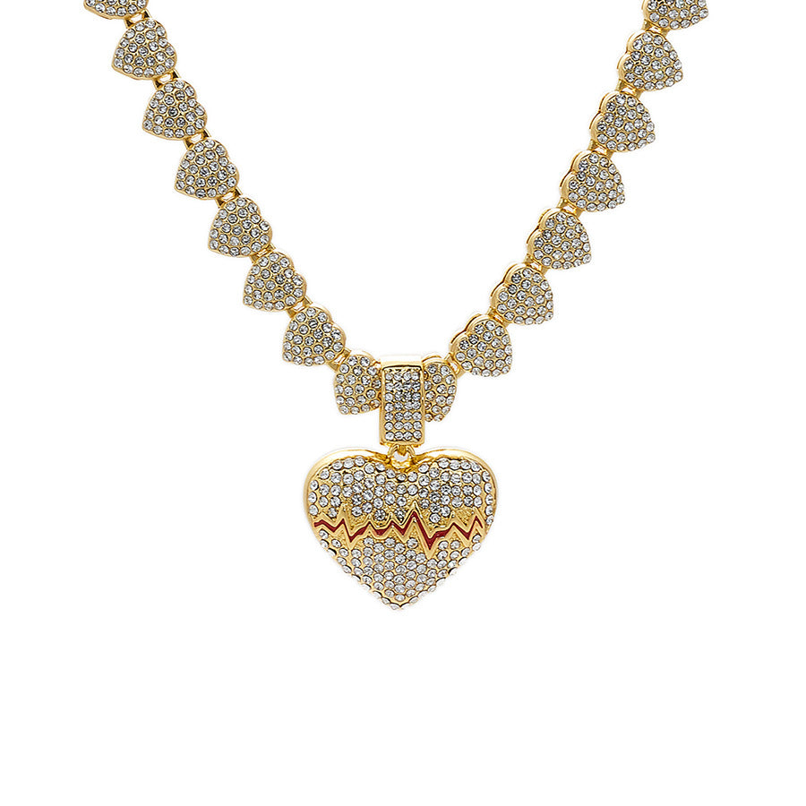 Wholesale Valentine' s Day Love ECG Full Diamond Necklace