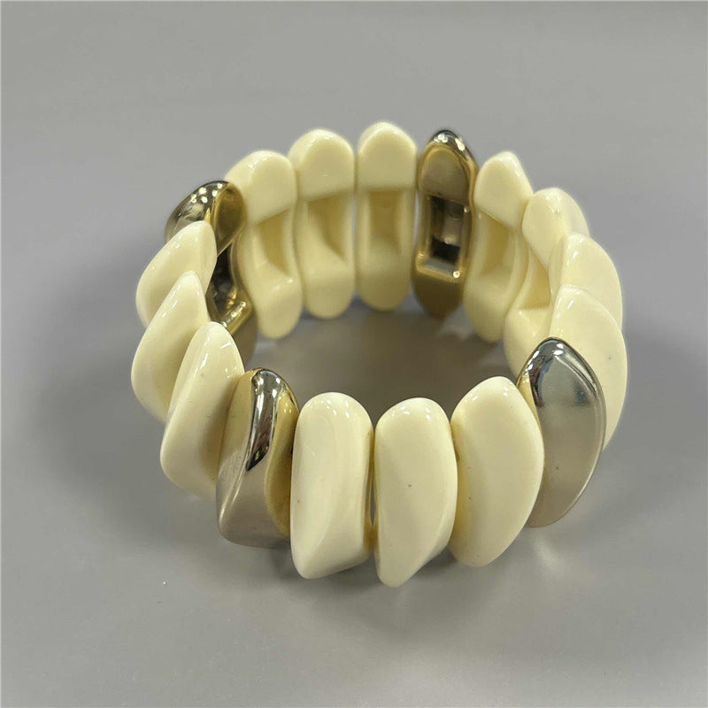 Wholesale Marble Pattern Exaggerated Color Resin Retro Geometric Circular Dyeing Transparent Bracelet