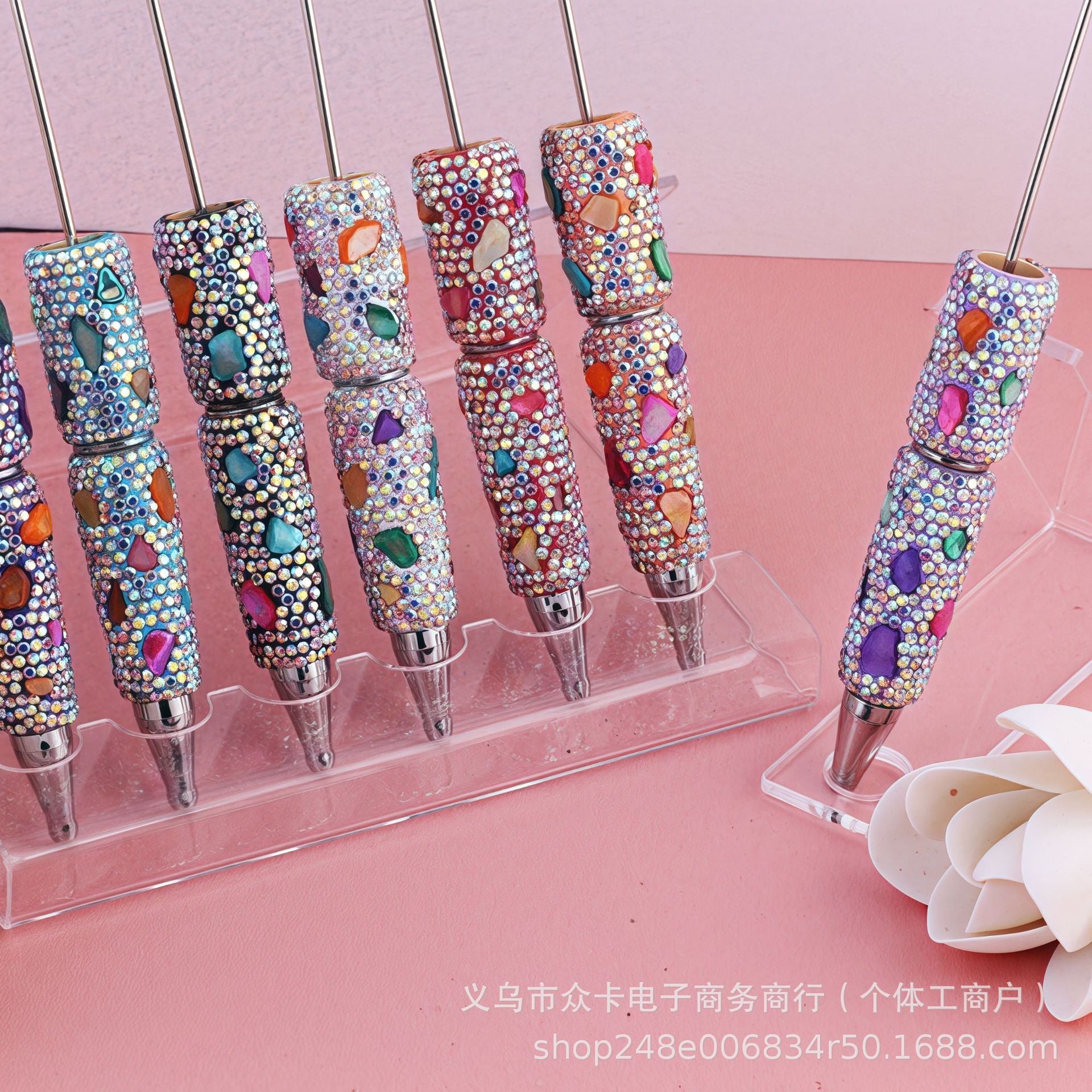 Wholesale 10pcs Colorful Shell Full Diamond DIY Fancy Beadable Pens