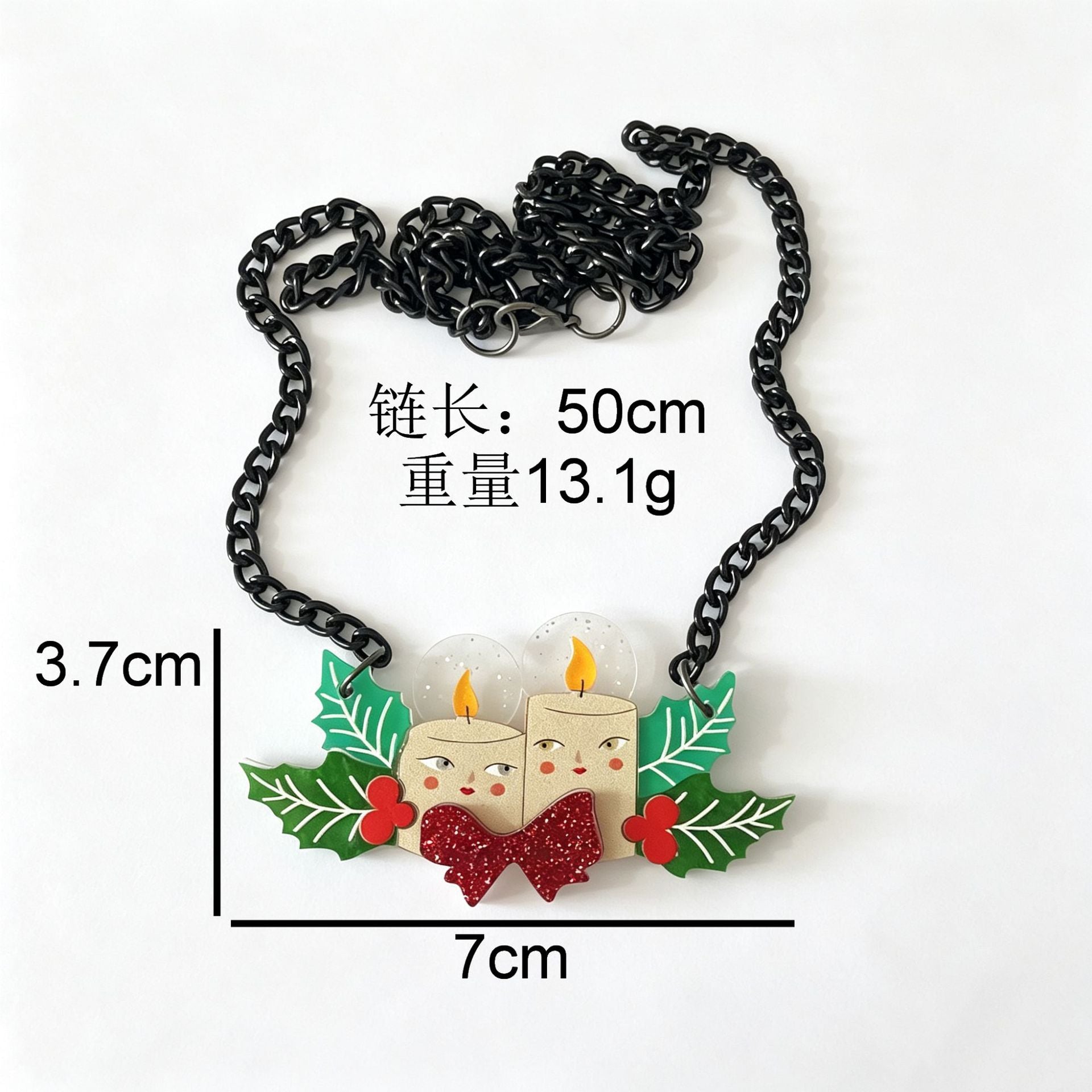 Wholesale Acrylic Christmas Candle Necklace Funny Novelty Pendant Fashion Jewelry Accessory For Casual Wear Or Boutique Resale