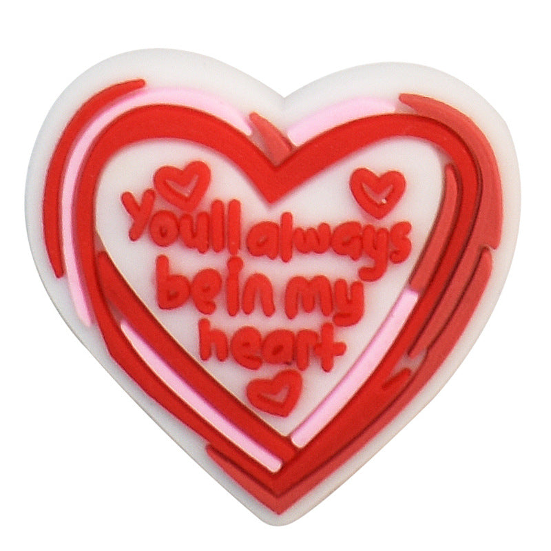 Wholesale random 100pcs Valentine' s Day  Removable Pvc Soft Glue Croc Shoes Charms