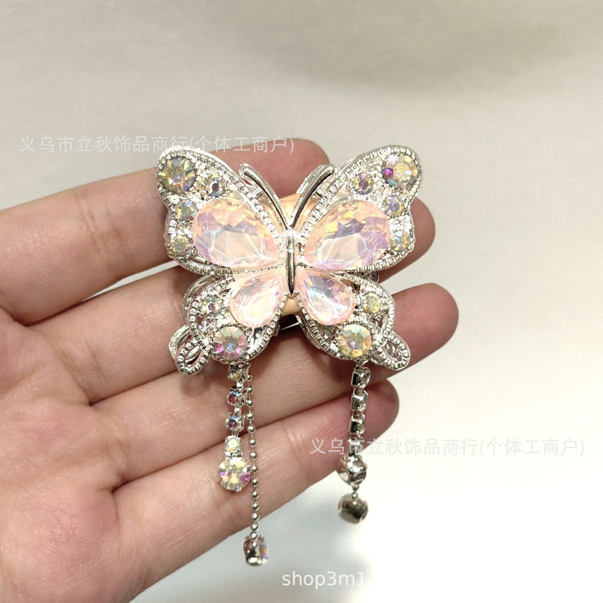 Wholesale 10pcs Soft ceramic three-dimensional butterfly crystal tassel beads