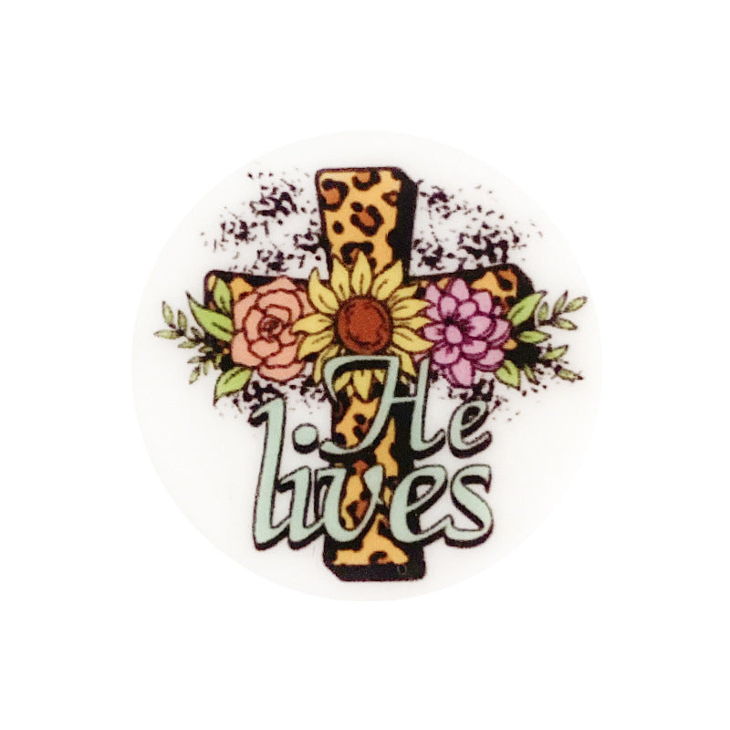 Wholesale 10pcs Colorful cartoon circular print  Focal Beads