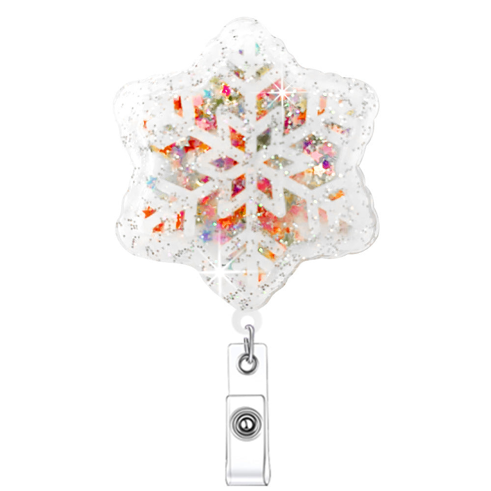 Wholesale Christmas Acrylic Santa Claus Gingerbread Man Christmas Tree Emblem Scroll Retractable Keychain