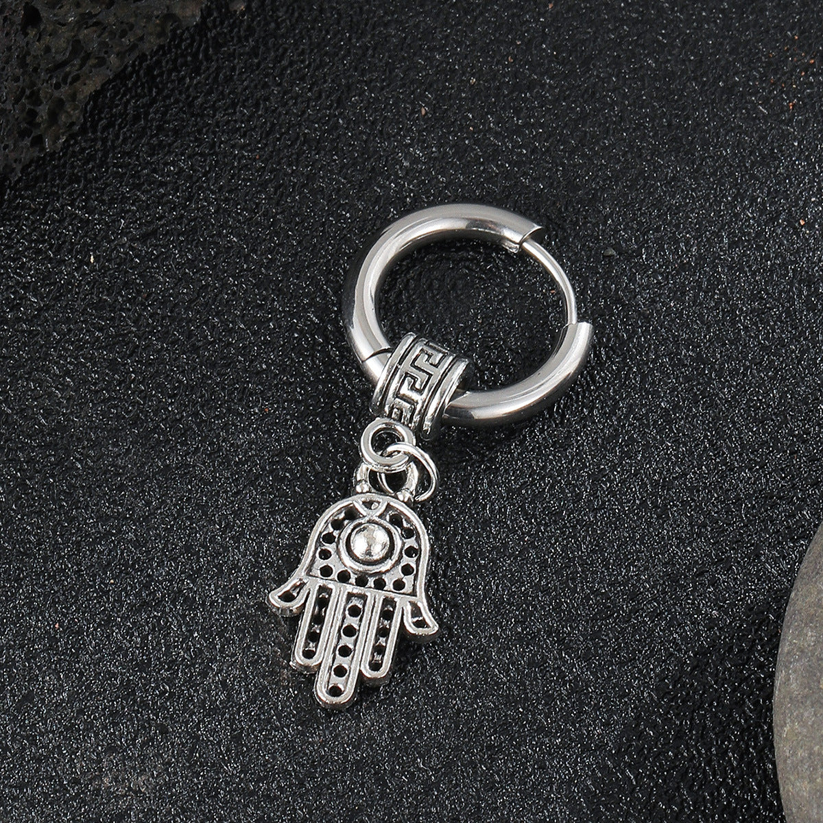 Wholesale Vintage Stainless Steel Coil Punk Palm Earrings