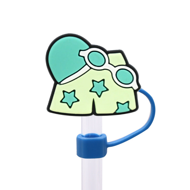 Wholesale Random 100pcs 10MM swimming dust plug straw hat creative DIY cup straw accessories