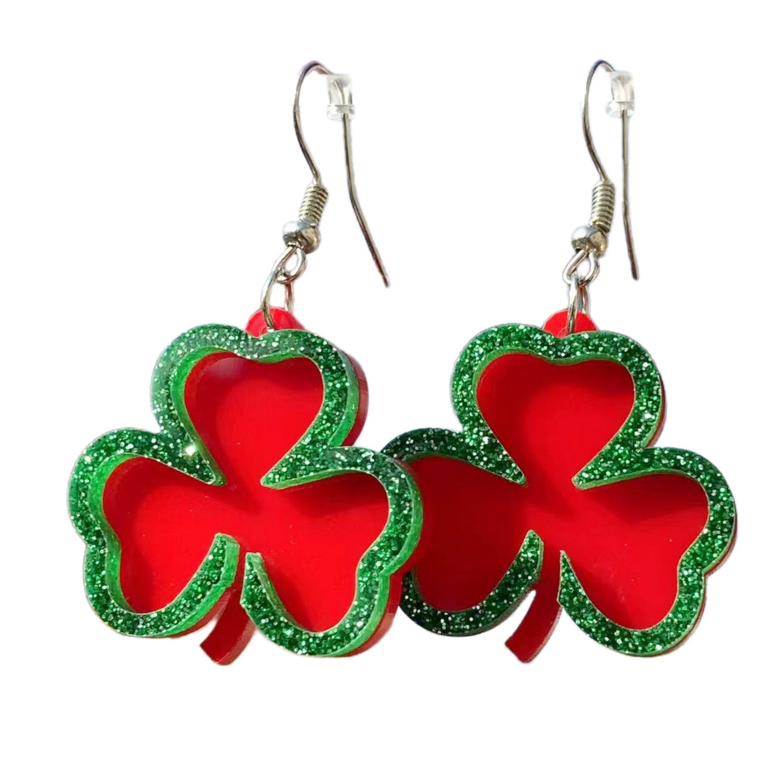 Wholesale Green Fashion Simple Lucky Clover St. Patrick Clover Personality Earrings