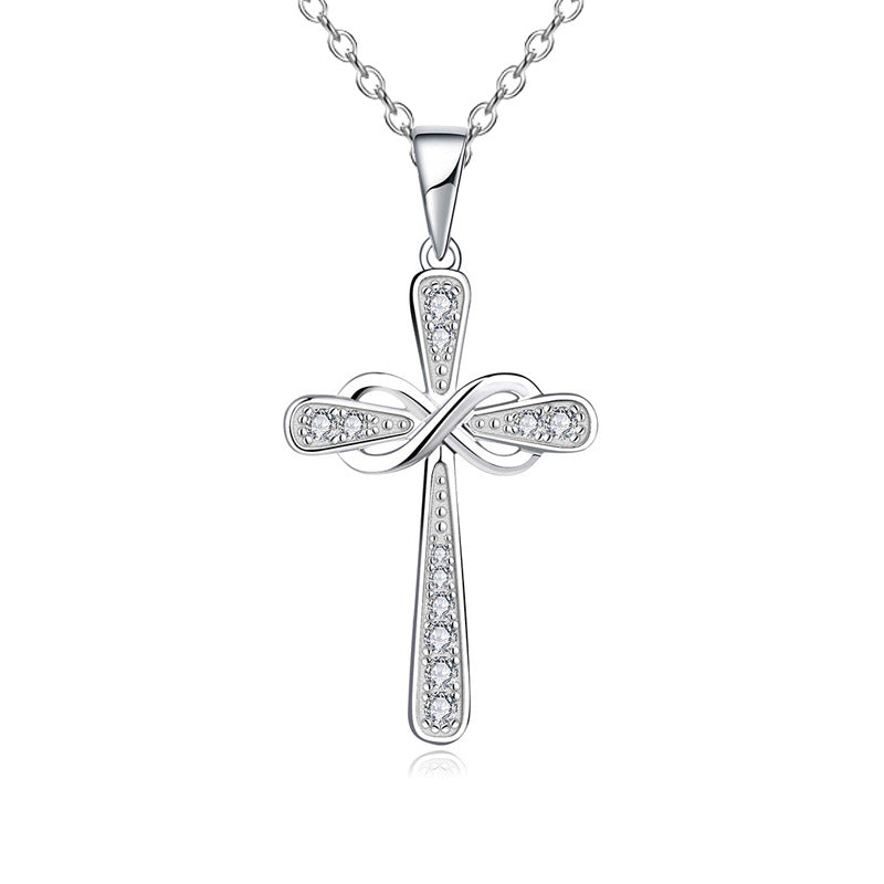 Wholesale eternal infinite love  diamond cross necklace