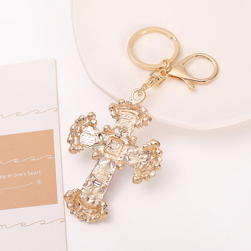 Wholesale Alloy Diamond Cross Key Chain