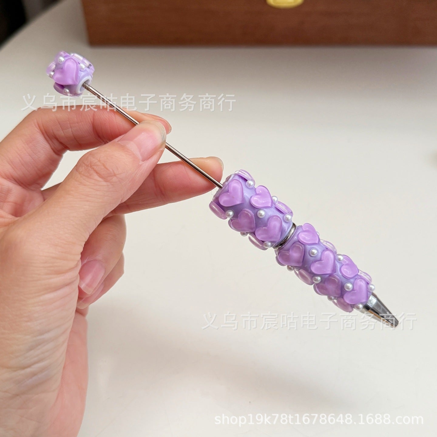Wholesale 2pcs Heart-shaped Beaded Pen DIY Clay Beadable Pen