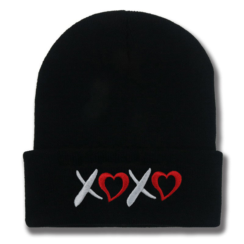Wholesale Valentine's Day XOXO embroidery knitted hat for men and women couples autumn and winter warm wool hat leisure all-match cold hat tide