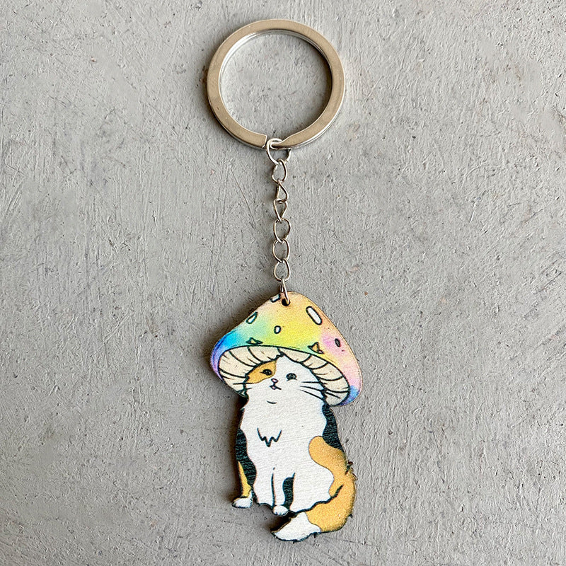 Wholesale 3pcs/pack Alloy Cartoon Colorful Mushroom Keychain