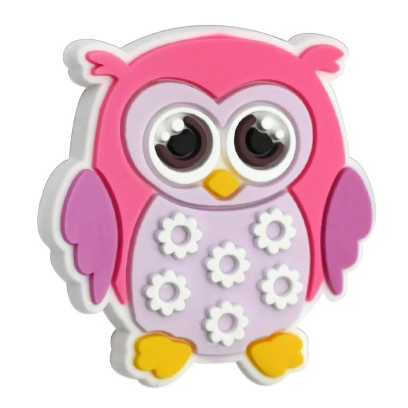Wholesale Random 100pcs Cute Owl Ballpoint Pen Bead Decoration DIY PVC Soft Rubber Beads