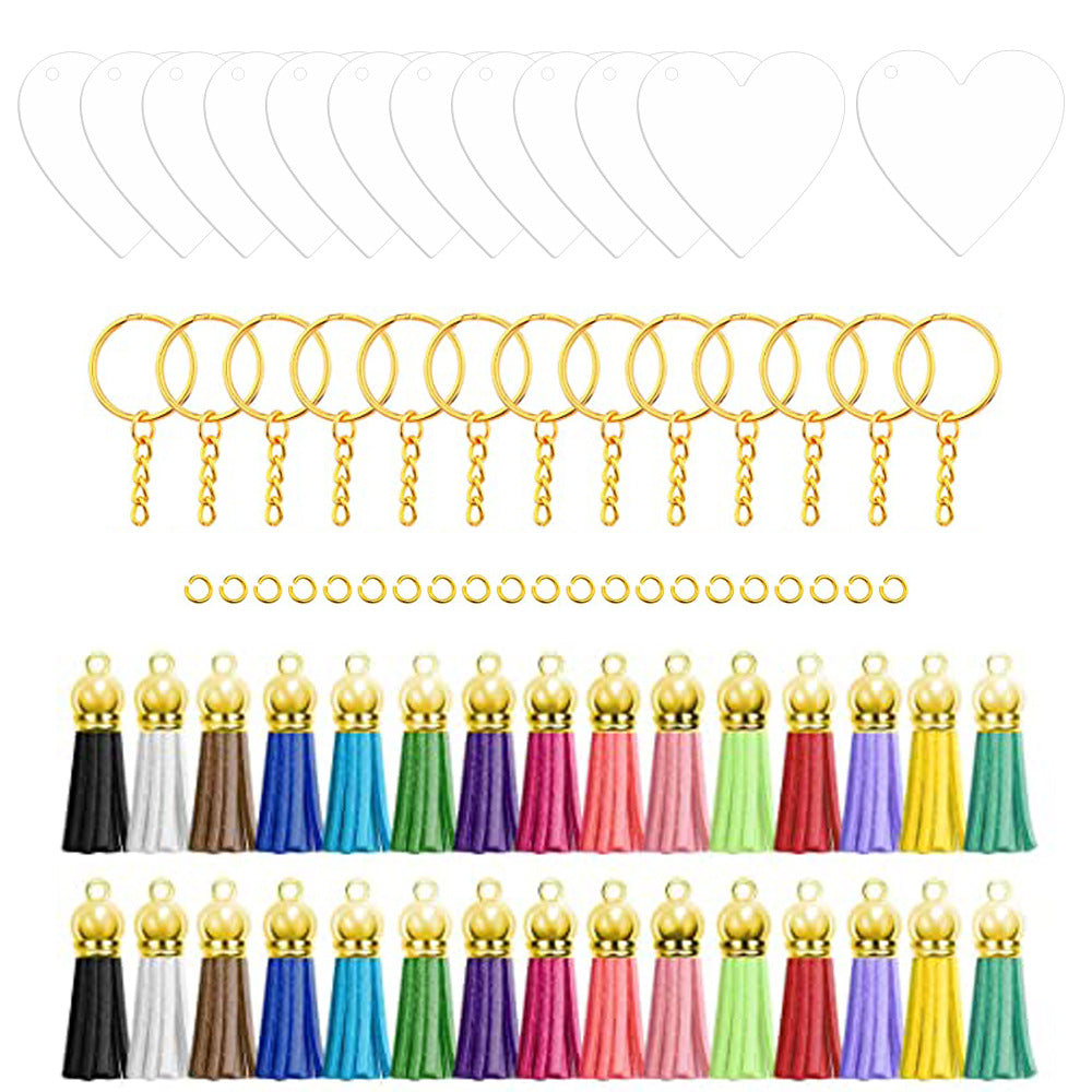 Wholesale 120pcs Acrylic Blank Keychain Tassel Tassel Pendant Set
