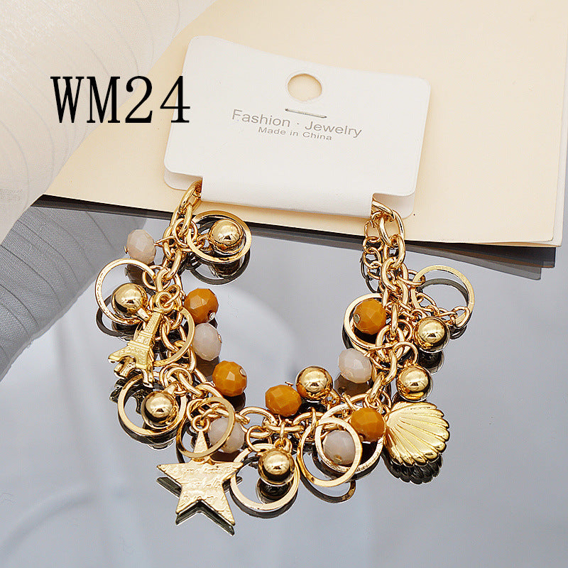 Wholesale Colorful Star Smiley Face Pendant Multilayer Beaded Bracelet