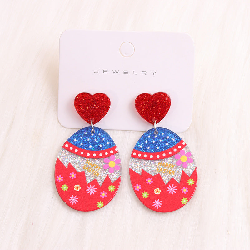 Wholesale Easter Egg Floral Rabbit Acrylic Earrings