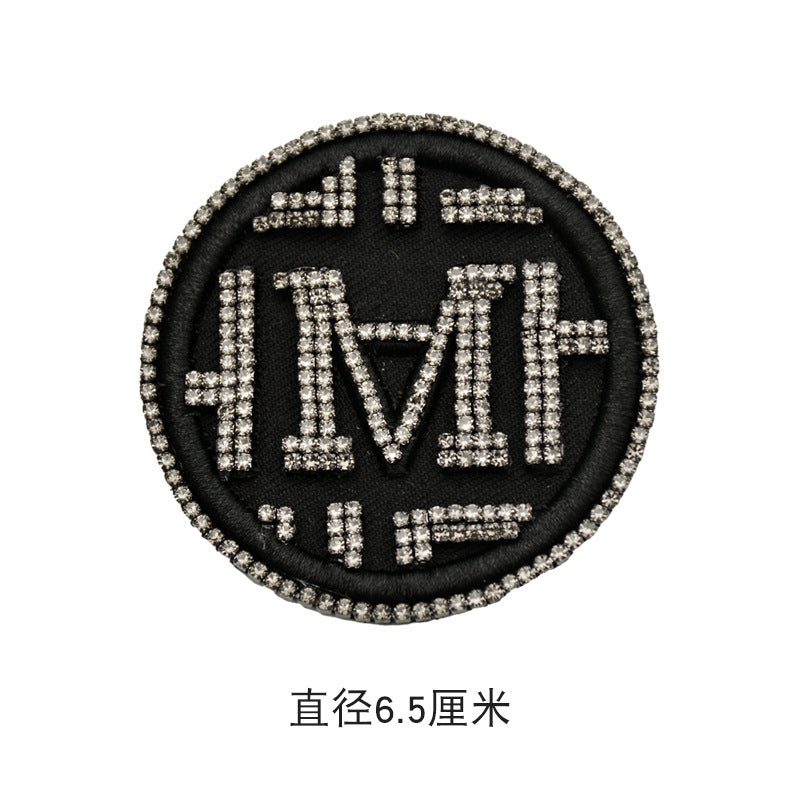 Wholesale Decorative Beaded Rhinestone Round Flannel Patch Badge For Coat DIY Fashion Accessory