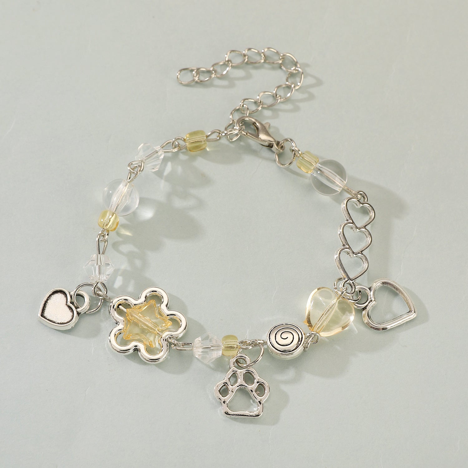 Wholesale Spice Punk Hollow Pentagram  Heart Bracelet