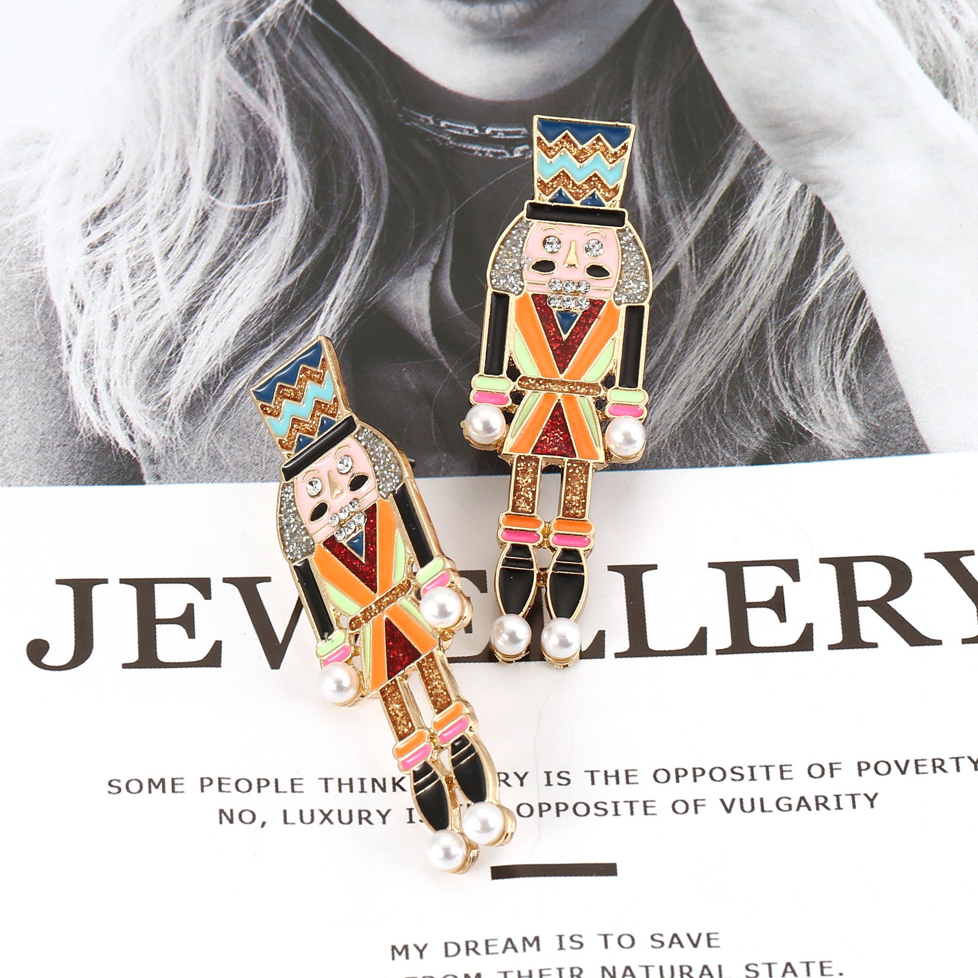 Wholesale Cartoon Soldier Alloy Inlaid Pearl Earrings