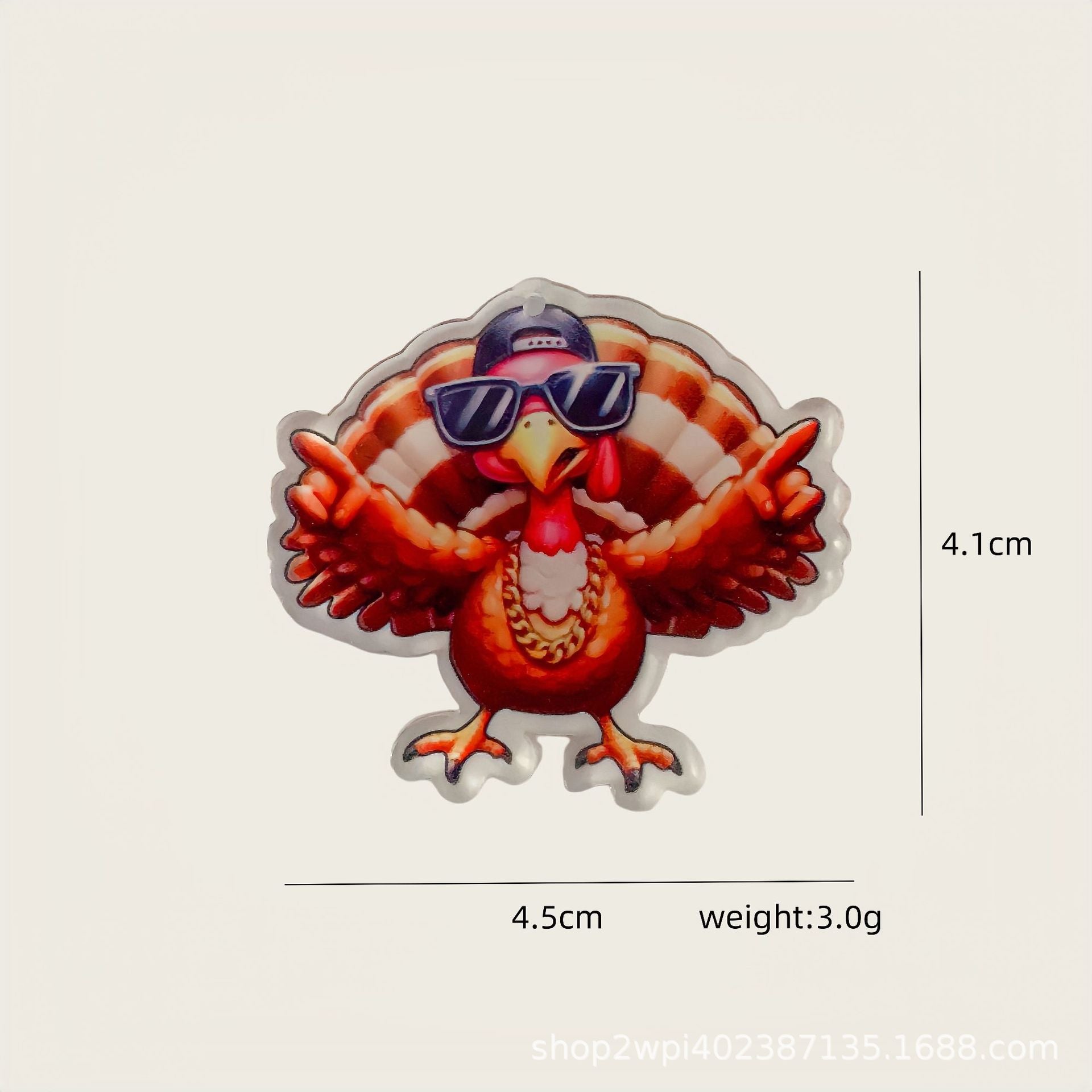 Wholesale 30pcs Acrylic Carnival Thanksgiving Turkey Earrings Accessories DIY Earrings Pendant Mobile Phone Shell Pendant Accessories