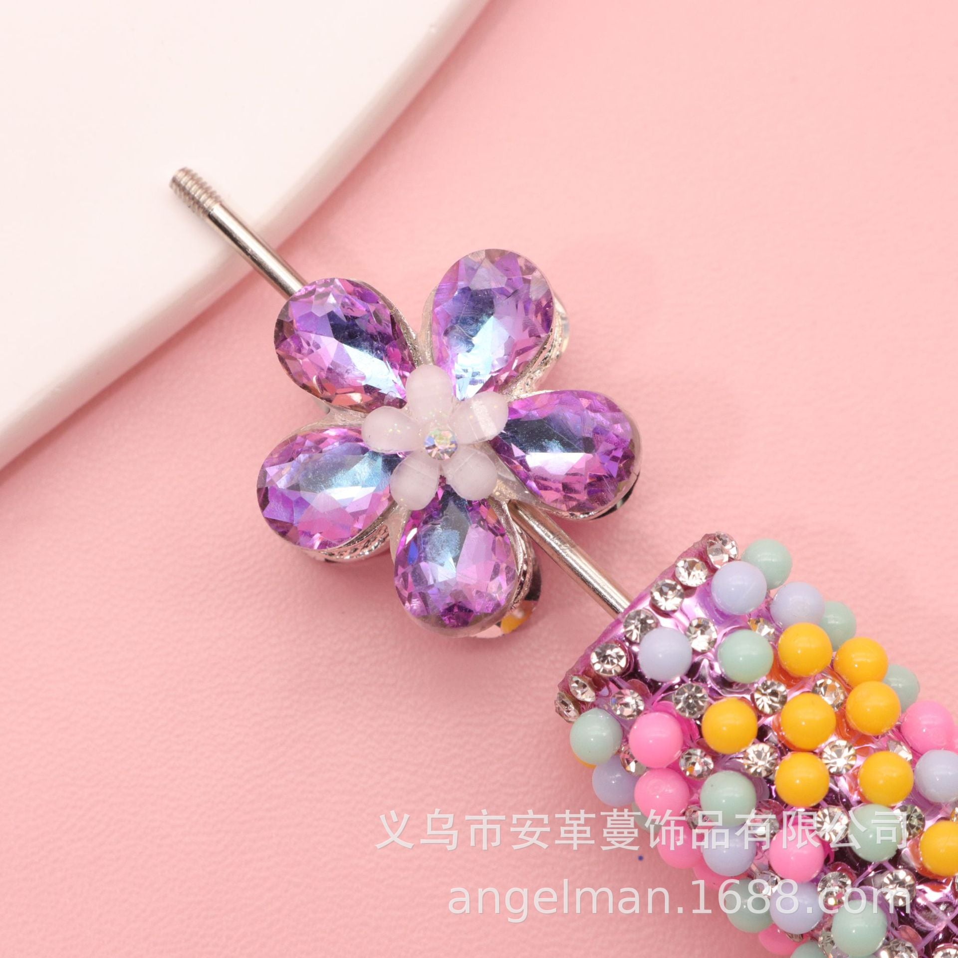 Wholesale Five-leaf flower beads double-sided crystal flower electroplating DIY beads