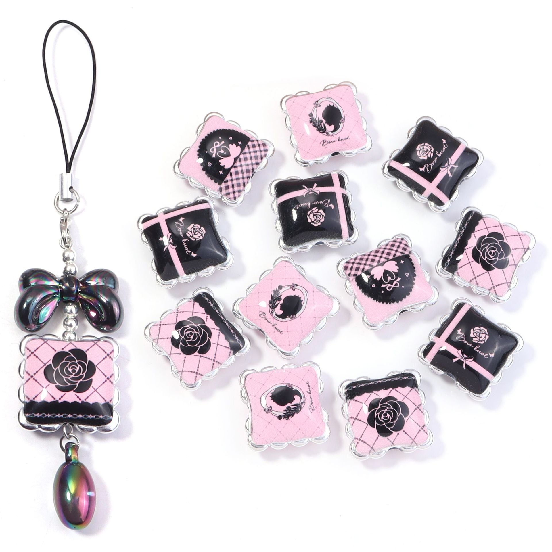 Wholesale 10pcs simple stroke printing Mantou Acrylic Beads