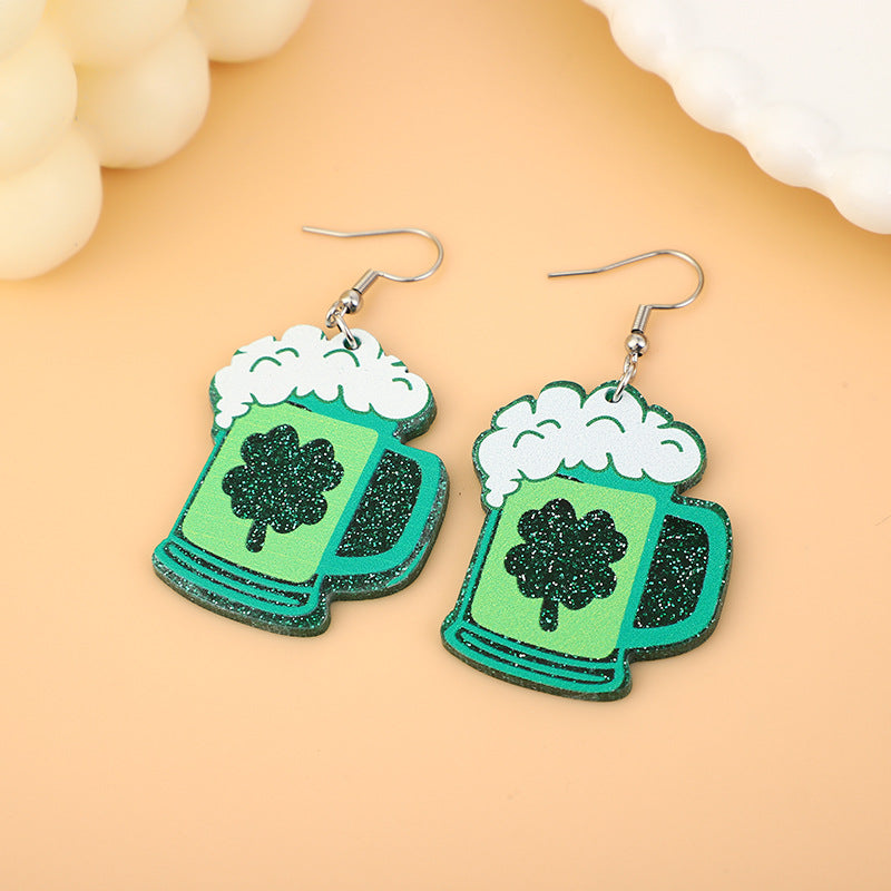 Wholesale St. Patrick's Day Stainless Steel  Carnival Personality  Earrings