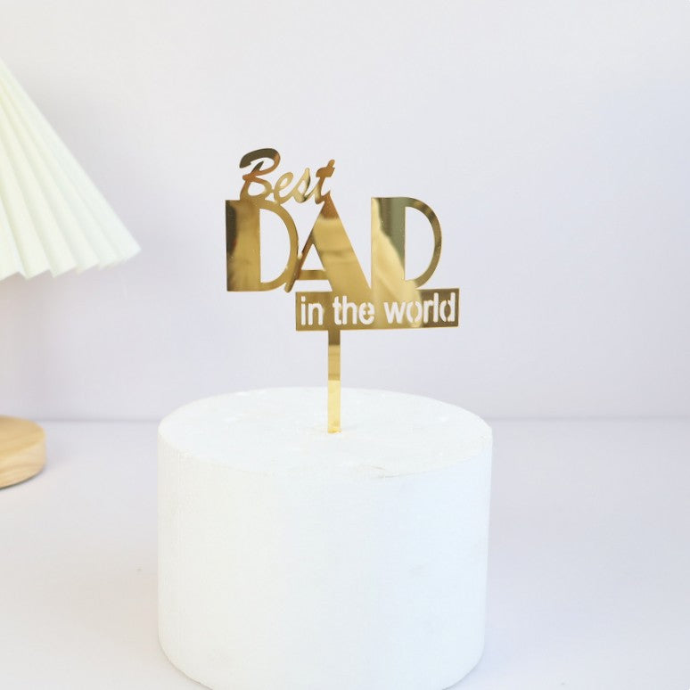 Wholesale 10PCS/PACK Father's Day Happy Acrylic Cake Card Decoration