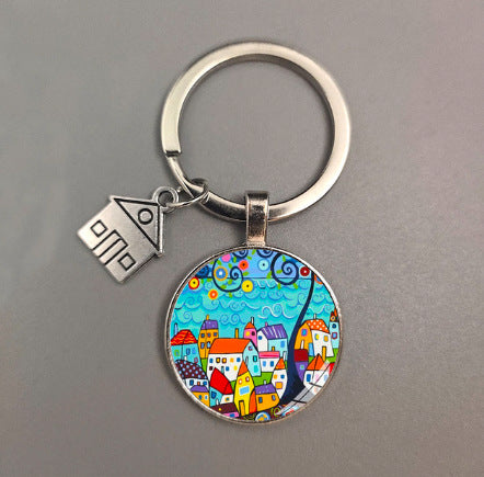 卸売カラフルなハウスメタルキーホルダー