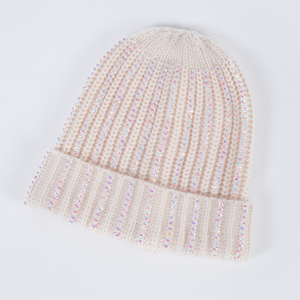 Wholesale Knitted Hats with Diamond Inlaid Wool Hats, Thickened Warm Hats