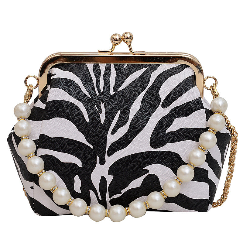 Wholesale Beaded Handheld Shell Bag Leopard Print PU Crossbody Bag