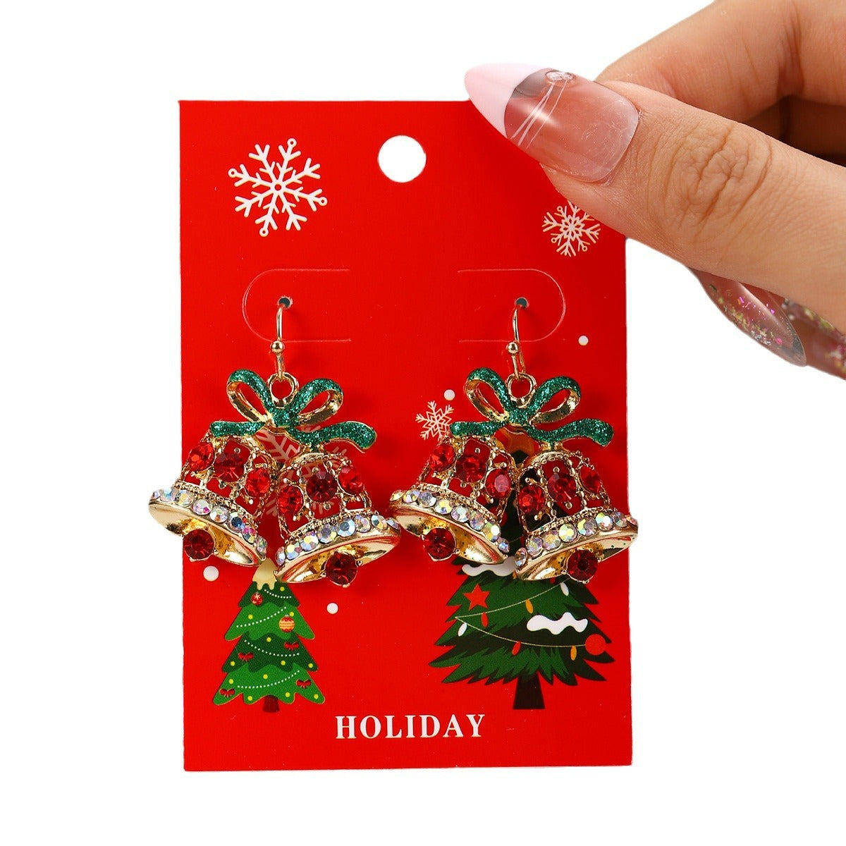 Wholesale Christmas cartoon diamond alloy earrings