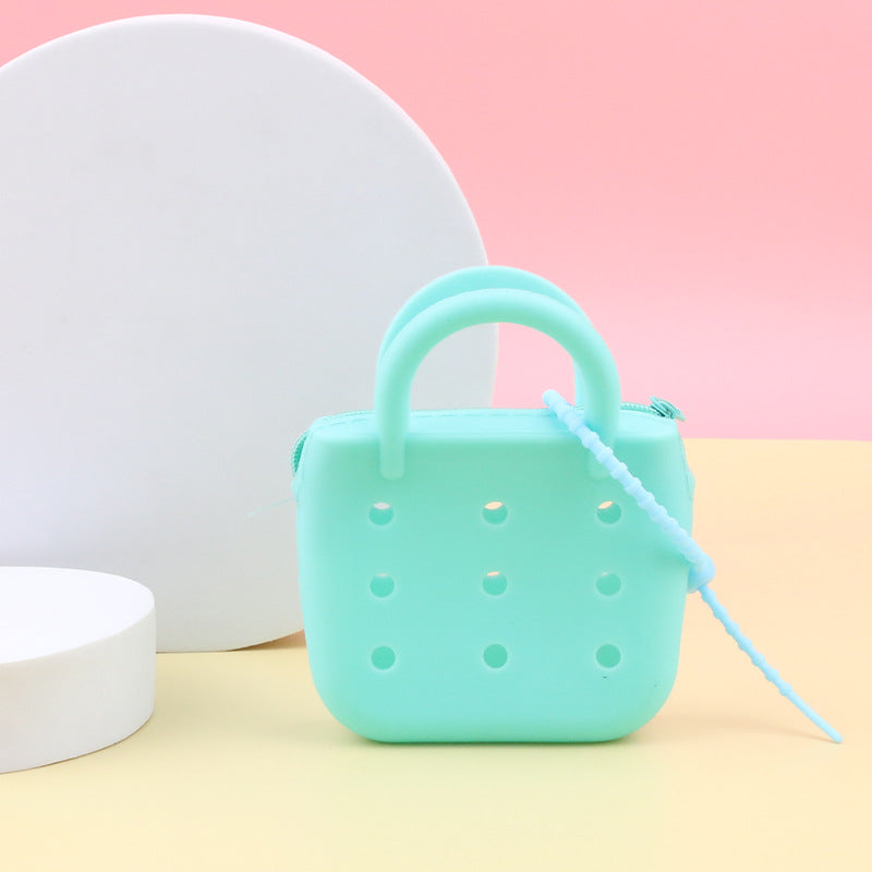 Wholesale 10pcs Cartoon Silicone Hole Bag Mini Coin DIY Parent-child Storage Bag Vegetable Basket Earphones Children's Small Wallet