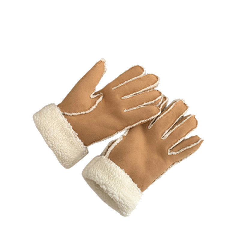Wholesale 12PCS Autumn and Winter Plush Suede Five Finger Gloves