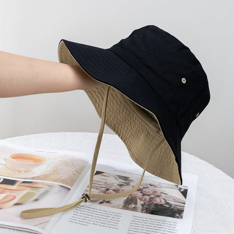 Wholesale Contrast Color Windproof Rope Solid Color Bucket Hat