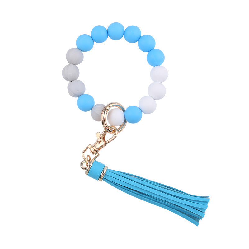 Wholesale Cartoon Solid Color Silicone Beaded Wrist Keychain