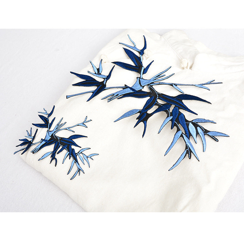 Wholesale Ethnic Bamboo Embroidery Patch Polyester Cotton Adhesive Backing Fashion Accessory For Clothing And Cheongsam Decor