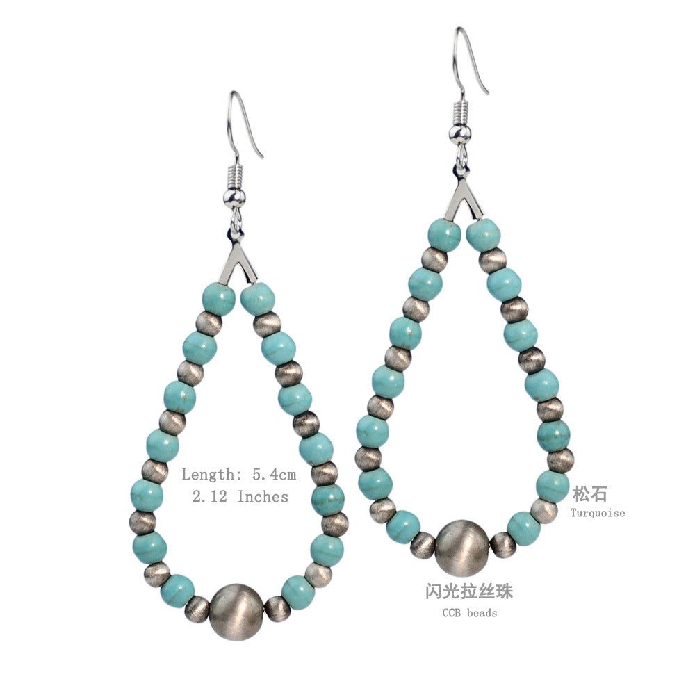 Wholesale Vintage Antique Pewter Beaded Necklace Bracelet Drop Shaped Earrings Jewelry Set