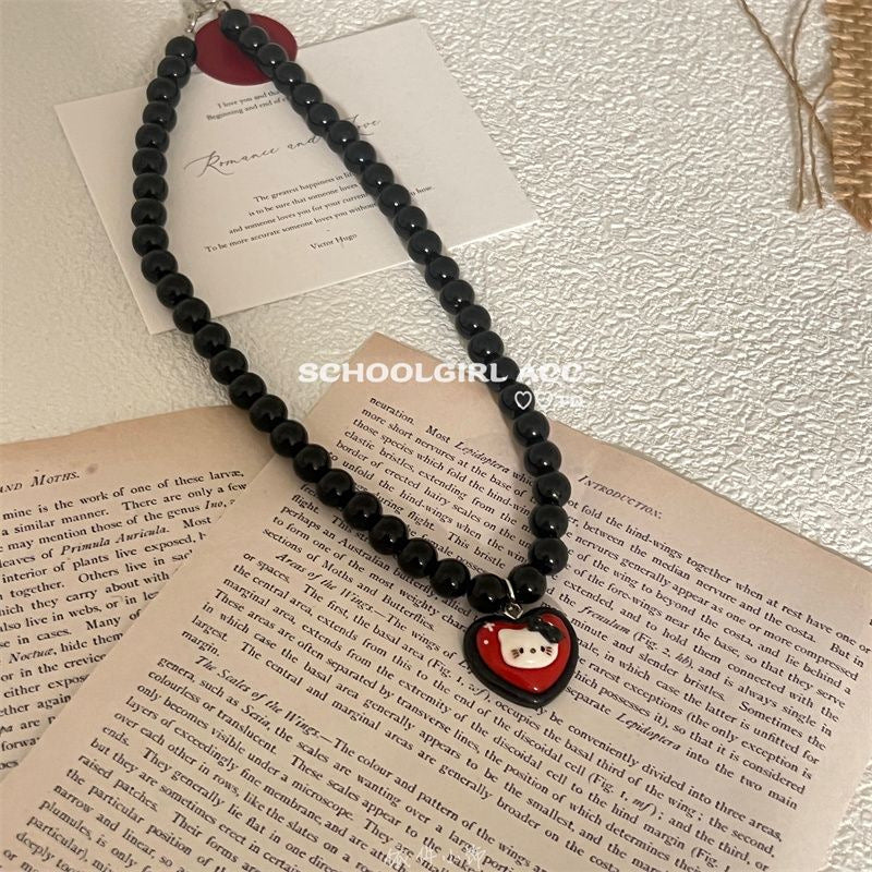 Wholesale Red M bean balloon dog pendant necklace