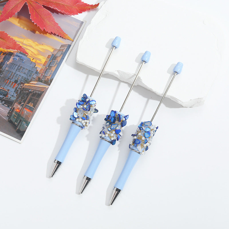 Wholesale 10pcs Beadable Pens Crushed Diamond Bead DIY Handmade Sticker Diamond Ballpoint Pen Student Gift