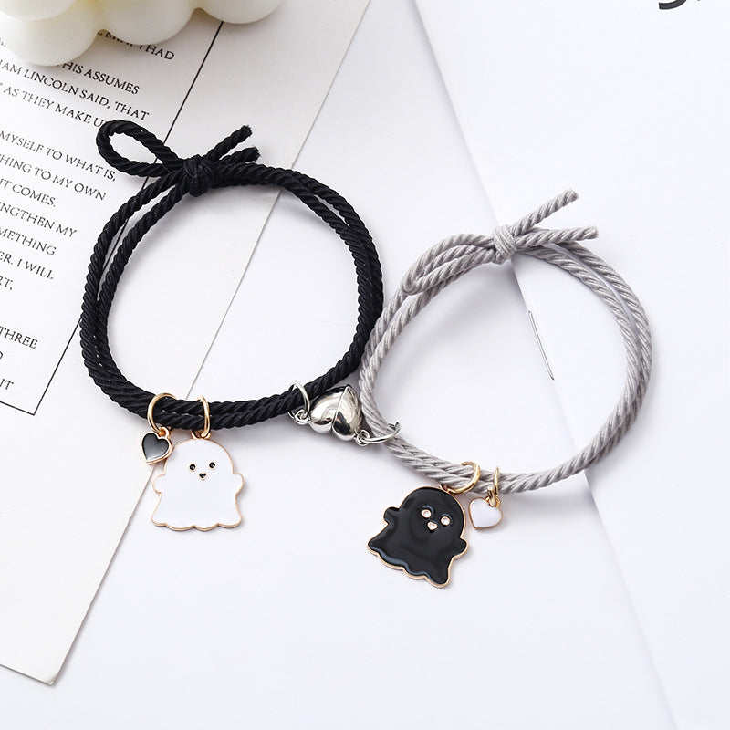 Wholesale Black and white ghost couple love magnet bracelet