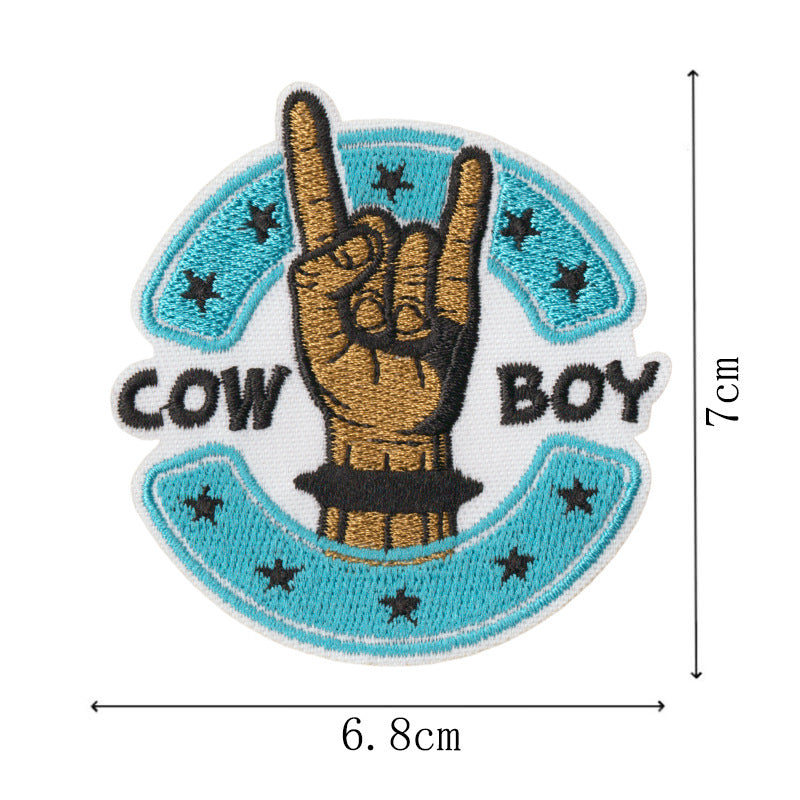 Wholesale 9 Piece Cartoon Cowboy Embroidered Patches With Adhesive Backing For Clothing Towel DIY Accessory