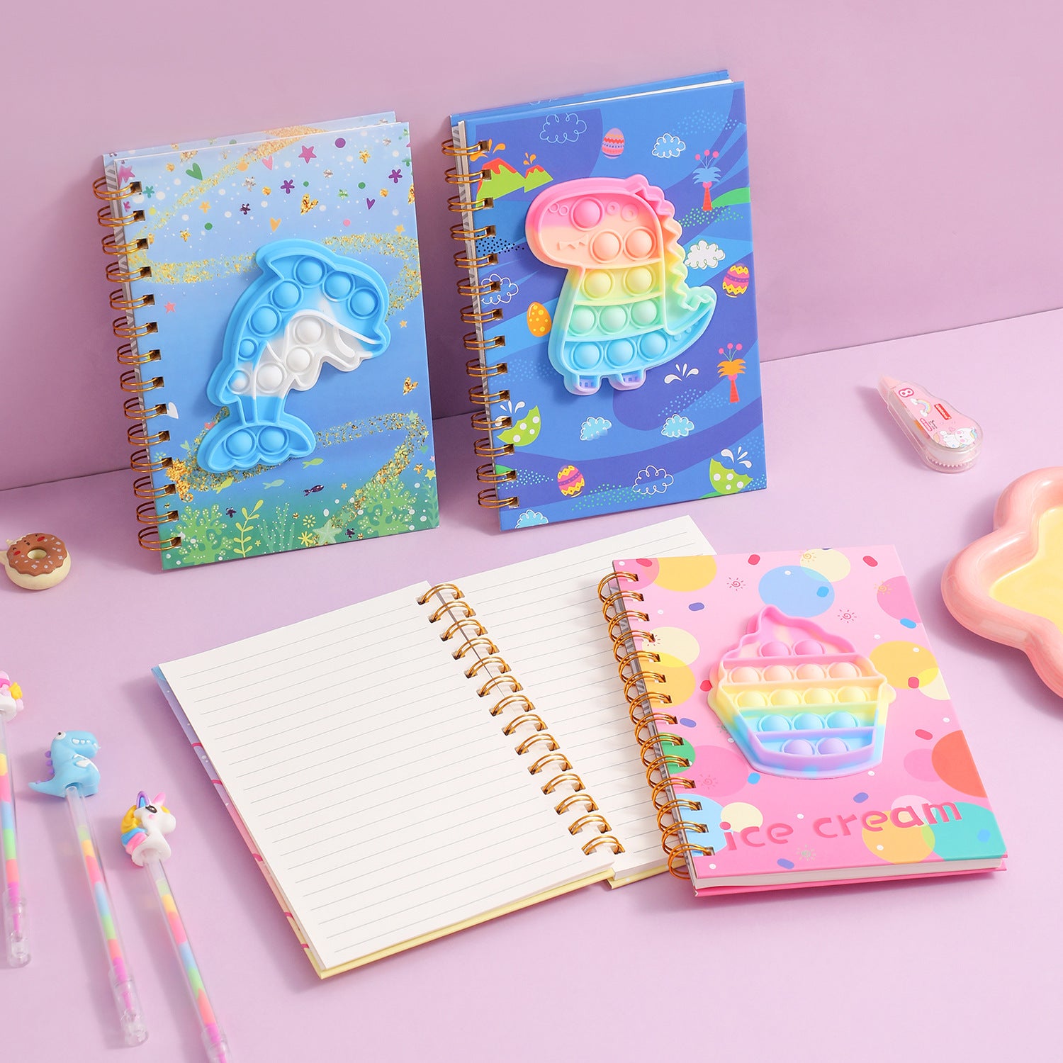 Wholesale Silicone bubble decompression notebook unicorn coil handbook