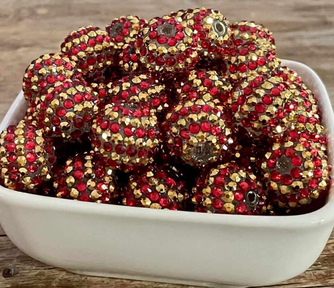 Wholesale 20MM Resin Diamond Ball Beads Christmas Gold Diamond Ball Beads