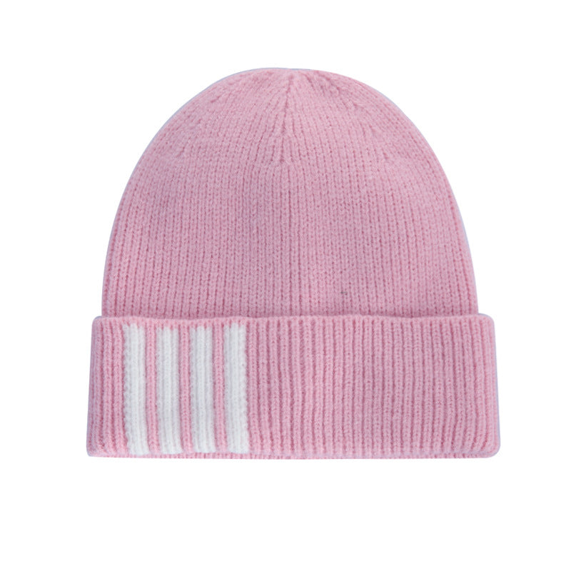 Wholesale Knitted Hat Simple Striped Woolen Hat