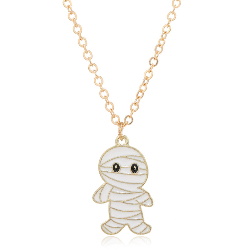 Wholesale Retro Exaggerated Ghost  Ghost Mask  Necklace